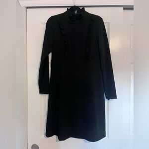 Sharagano Black Long Sleeve Dress with Ruffle Detail